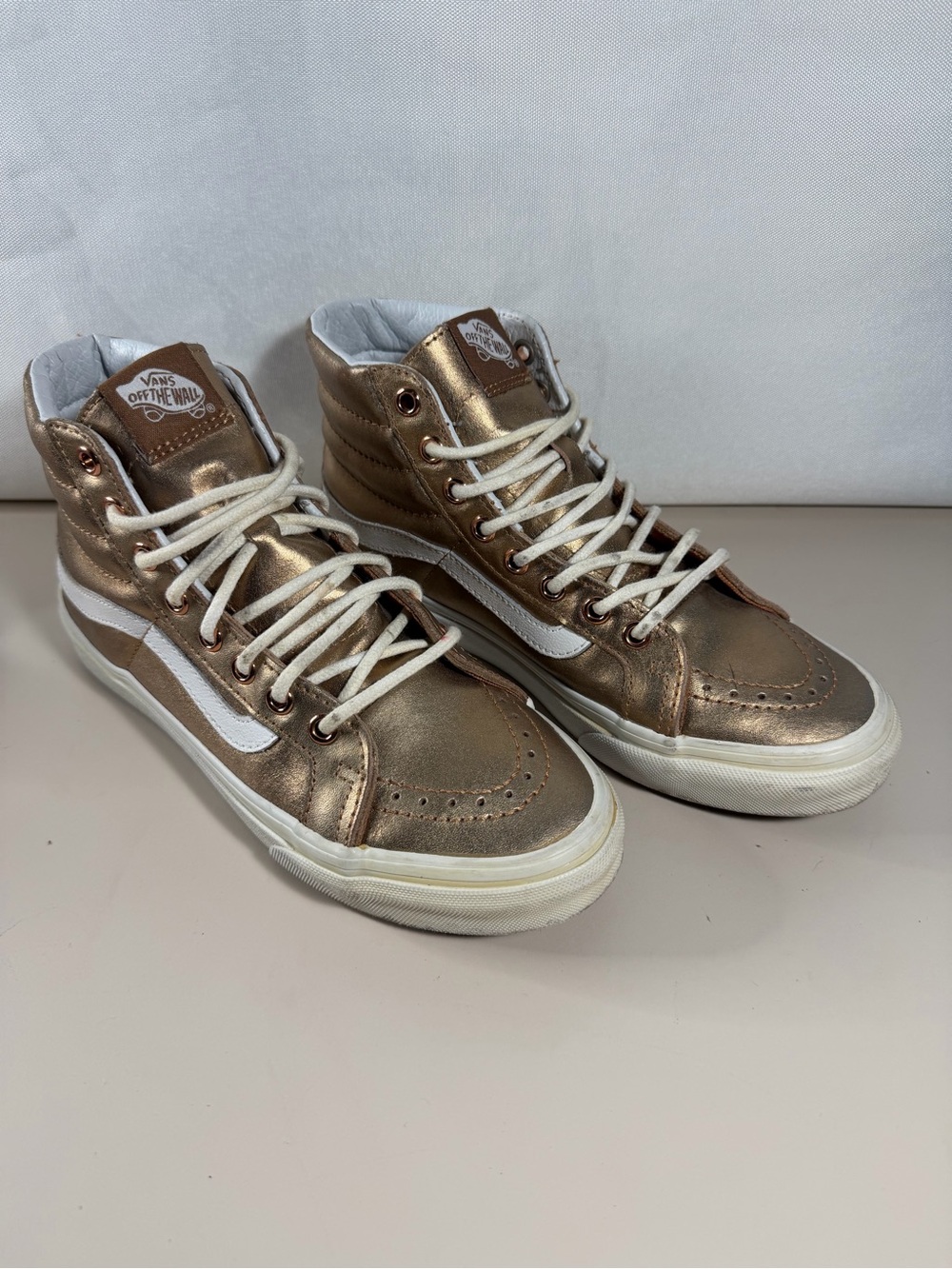 Unisex Vans sk8-hi off the wall gold Metallic Men’s 5.5 Woman’s 7